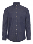 Lindbergh - Soft Indigo Stretch Shirt L/S - Teksas&auml;rgid - S