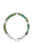 Nialaya - Men's Hexagon Beaded Bracelet With Green Turquoise And Silver - K&auml;ev&otilde;rud - L