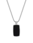 Nialaya - Black Onyx Dog Tag Necklace In Silver - Kaelakeed - 22