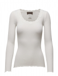 Rosemunde - Rwbabette Silk Ls U-Neck Lace T-Shirt - Pikkade varrukatega - XS