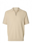 Selected - Slmcran Ss Knit Structure Zip Polo Noos - L&uuml;hikeste varrukatega - M