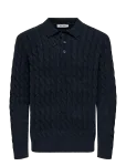 ONLY & SONS - Onskicker Life Rlx  Ls Cabel Polo Knit - Pikkade varrukatega kootud polos&auml;rgid - M