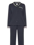 Chelsea Peers - Organic Cotton Checkerboard Embroidered Back Good Night Long Pyjama Set - Pidžaamad (komplektid) - 36