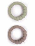 Filibabba - Bidering I Silikone 2-Pak - Warm Grey + Oil Green - Hammaste tuleku m&auml;nguasjad - ONE SIZE