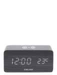 KARLSSON - Alarm Clock Block W. Phone Charger Led Black Veneer, White Led - &Auml;ratuskellad - 7.5X15X7CM