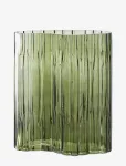 House Nordic - Grete - Vase, Glass, Smoked Green 21X12X26,5 Cm - Big Vases - 26.5X21.5X12CM