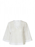 Selected - Slflaerke 3/4 Cropped Broderi Ang Top B - Pikkade varrukatega - 44
