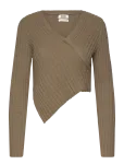 Monki - Knitted Wrap-Shaped Asymmetric V-Neck Sweater - Džemprid - XXS