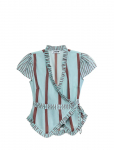 Laagam - Atena Turquoise Striped Wrapblouse - L&uuml;hikeste varrukatega - L