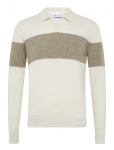 Davida Cashmere - Man Open Collar One Stripe - Pikkade varrukatega kootud polos&auml;rgid - M