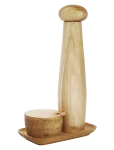 Aida - Raw Teak Ceramic Pepper Mill Set With Tray And Salt Jar - Soola- ja pipraveskid - ONE SIZE