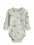 Lindex - Long-Sleeved Bodysuit With Airplanes - Pikkade varrukatega - 86