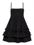 Ganni - Stretch Cotton Mini Strap Dress W. Frills - L&uuml;hikesed kleidid - 40