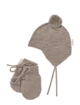 Copenhagen Colors - Merino Knitted Baby Bonnet W. Pompom + Baby Mittens - Beebim&uuml;tsid - 4-9M