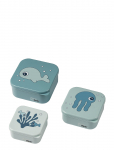Done By Deer - Snack Box Set 3 Pcs Sea Friends Blue - Toidukarbid - 8.9X 8.9X 4.5CM&10.3X 10.3X 5.1CM&11.8X 11.8X 5.5CM