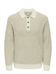 ONLY & SONS - Onsalf Rlx Structure Polo Knit - Pikkade varrukatega kootud polos&auml;rgid - XXL