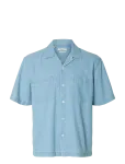 Selected - Slhrlxcarlo Denim Ss Shirt Resort - Teksas&auml;rgid - M