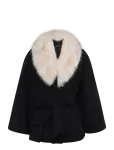 Gina Tricot - Faux Fur Collar Cape Jacket - Kunstkarusnahk - M/L