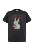 Ganni - Grey Bunny T-Shirt - L&uuml;hikeste varrukatega - XXS