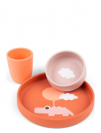 Done By Deer - Silicone Dinner Set Happy Clouds Papaya - &Otilde;htus&ouml;&ouml;gikomplektid - ONE SIZE