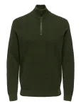 ONLY & SONS - Onsmace Reg Herringbone Half Zip Knit Ns - Poolpika lukuga džemprid - XL