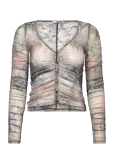Monki - Slim Gathered Long-Sleeved Mesh Cardigan - Kardiganid - XS