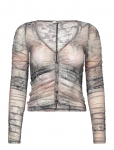 Monki - Slim Gathered Long-Sleeved Mesh Cardigan - Kardiganid - XL