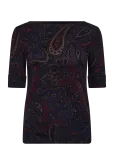 Lauren Ralph Lauren - Paisley Stretch Cotton Boatneck Tee - L&uuml;hikeste varrukatega - XS