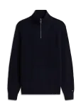 Tommy Hilfiger - Fisherman Rib Zip Mock - Poolpika lukuga džemprid - L