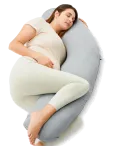 Momcozy - Momcozy J Shaped Jersey Fabric Pregnancy Pillow Light Grey - Rasedustooted - ONE SIZE