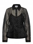Ganni - Black Ruched Top - Pikkade varrukatega - 40
