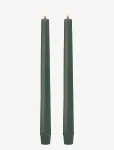 UYUNI Lighting - Led Taper Candle, Olive Green, Smooth, 2-Pack, 2,3X25 Cm - LED-k&uuml;&uuml;nlad - H25CM