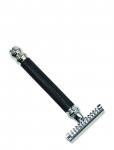 Parker - Parker 26C - Black & Chrome Handle Open Comb 3 Piece Safety - Pardlid - ONE SIZE