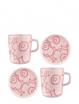 Marimekko Home - Piirto Unikko Set 2 Mugs + 2 Plates - V&auml;ikesed taldrikud - ONE SIZE