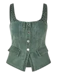 STINE GOYA - 2393 Denim, Scoopneck Pockets Vest - Teksavestid - S