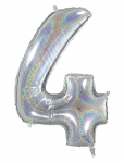 IPK - Number Foil 4 Hologram Silver 70 Cm - Laste s&uuml;nnip&auml;ev - 0