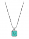Nialaya - Silver Necklace With Square Turquoise Pendant - Kaelakeed - 22'