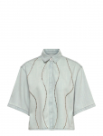 Dante6 - Dante6-Zofia Embellished Denim Shirt - Teksas&auml;rgid - 40
