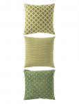 J-Line - S/3 Cushion Squ Polyes Grn/Wh - Padjad - W45CM