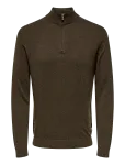 ONLY & SONS - Onsloui Reg 12 Mel Half Zip Knit Noos - Poolpika lukuga džemprid - XL