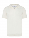 Davida Cashmere - Man Fine Knit Open Collar T-Shirt - L&uuml;hikeste varrukatega kootud polos&auml;rgid - L