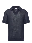 Lindbergh - V-Neck S/S Crochet Knit Polo - L&uuml;hikeste varrukatega kootud polos&auml;rgid - XL
