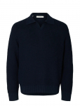 Selected - Slhdereck Light Knit Relaxed Open Polo - Pikkade varrukatega kootud polos&auml;rgid - XXL