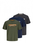 Jack & Jones - Jjalvis Tee Ss Crew Neck 3Pk Mp - L&uuml;hikeste varrukatega - XL
