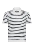 Polo Ralph Lauren - Striped Cotton-Linen Polo-Collar Sweater - L&uuml;hikeste varrukatega - M