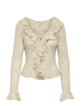 ONLY - Onlpearlina Ls Ruffle Lace Top Wvn - Pikkade varrukatega - XS