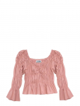 Laagam - Sadie Pink Linen Ruched Blouse - Pikkade varrukatega - XL