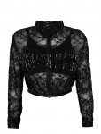 Maje - Pleated Lace Cropped Shirt - Pikkade varrukatega - 40
