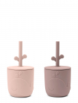 Done By Deer - Peekaboo Straw Cup 2-Pack Wally Powder - Nokaga tasssid - CUP:&Oslash;7X H 7CM.STRAW:13.5CM