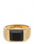 Nialaya - Men's Golden Brick Signet Ring With Agate - S&otilde;rmused - 64